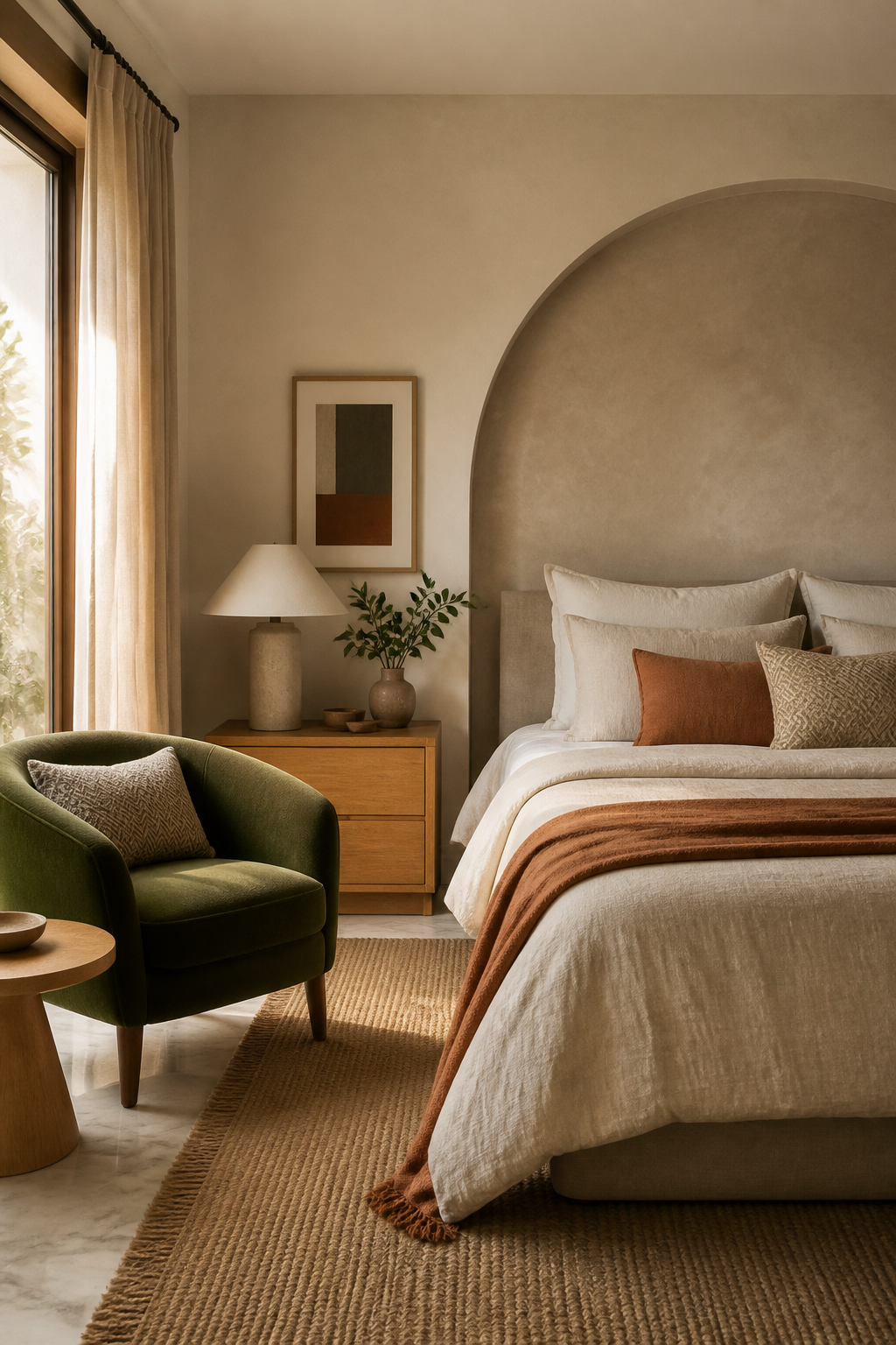 Warm bedroom interior